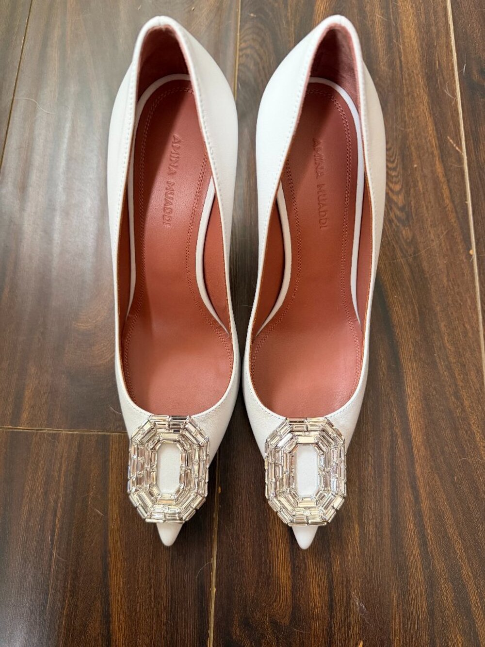 Amina Muaddi , Camelia Pump 90 White Nappa